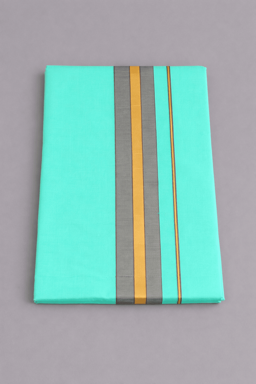 Rexona Green Pure Cotton Pancha – Folded View Rexona green pure cotton pancha with gold and grey border folded neatly