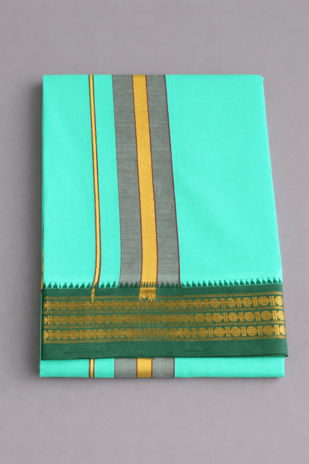 Rexona Green Pure Cotton Pancha Rexona green pure cotton pancha with gold and grey border folded neatly